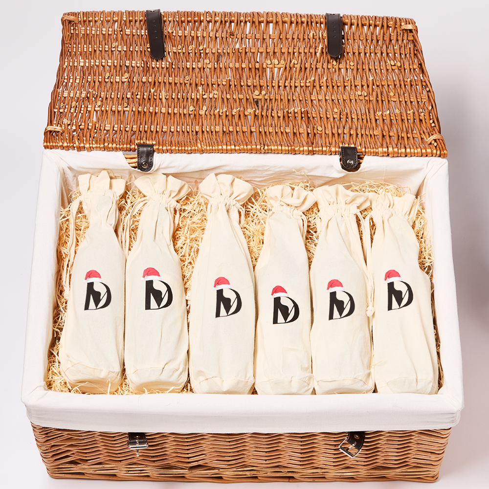 Large Wicker Hamper 12 bottle Di-vine Wines Christmas Hamper