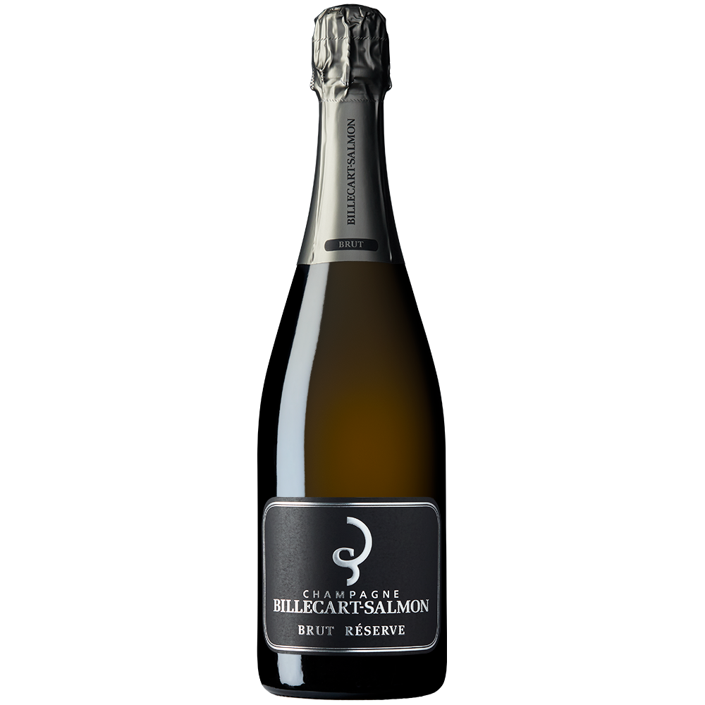 Front view of Billecart-Salmon Brut Resérve 75cl bottle on white background