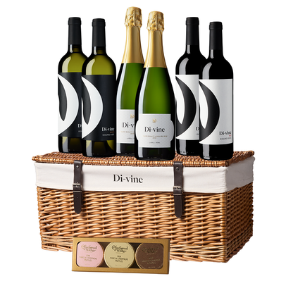 6 bottle Di-vine hamper with Charbonel & Walker Chocolates