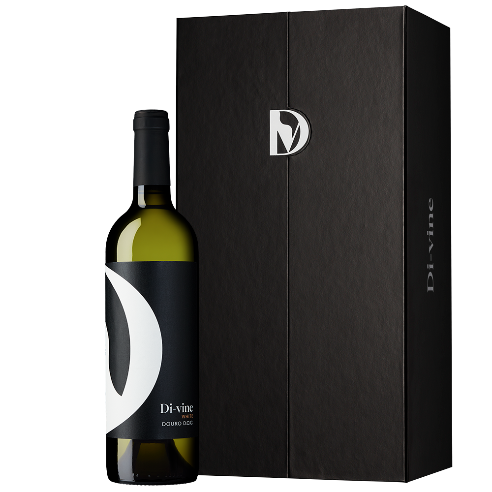 Di-vine white wine in a single bottle elevator box