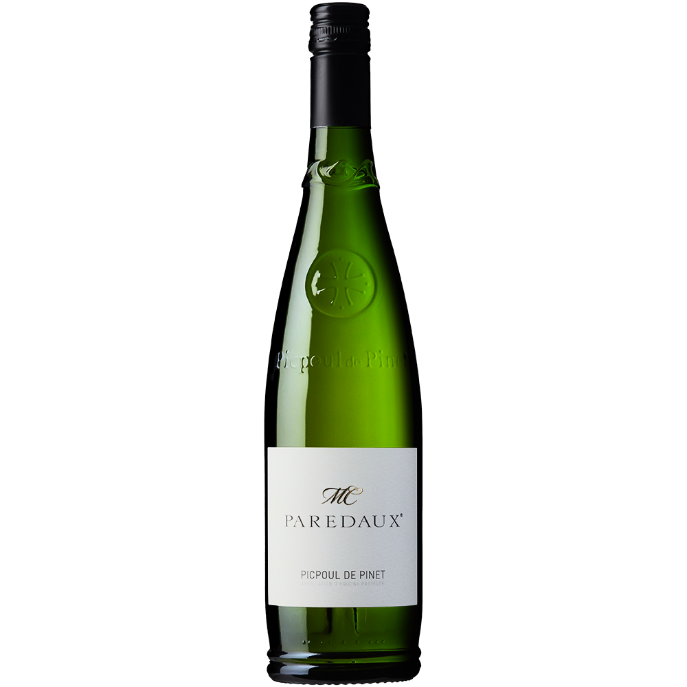 front view of a bottle of Domaine des Lauriers Paredaux Picpoul de Pinet 2022 on a white background