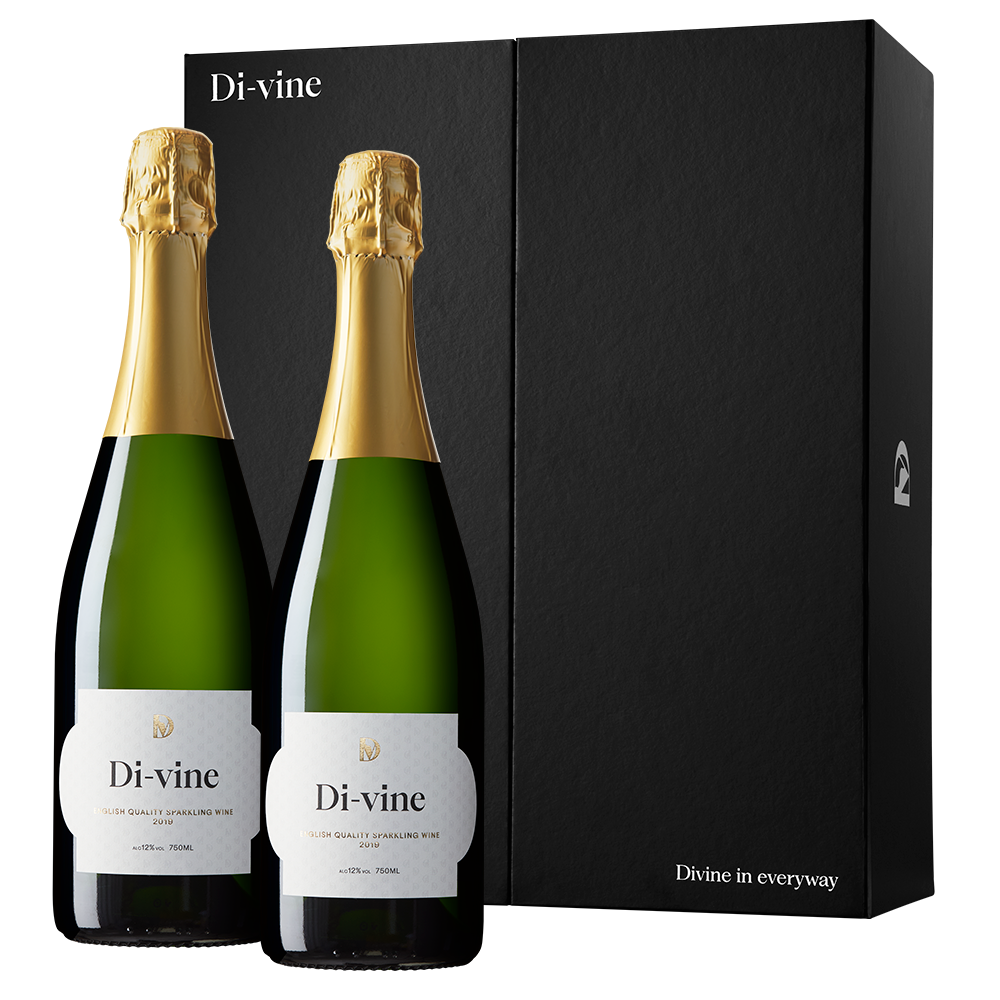 Di-vine 2019 English Sparkling Wine double in a 2 bottle elevator box