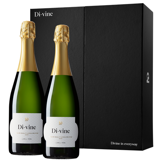 Di-vine 2019 English Sparkling Wine double in a 2 bottle elevator box