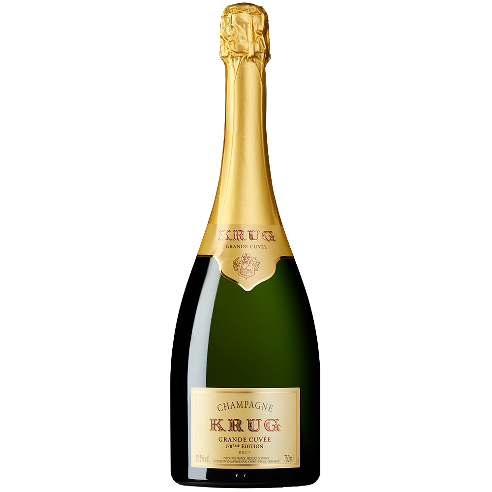 Front view of a bottle of Krug Grand Cuvée 170th Edition 75cl on a white background.