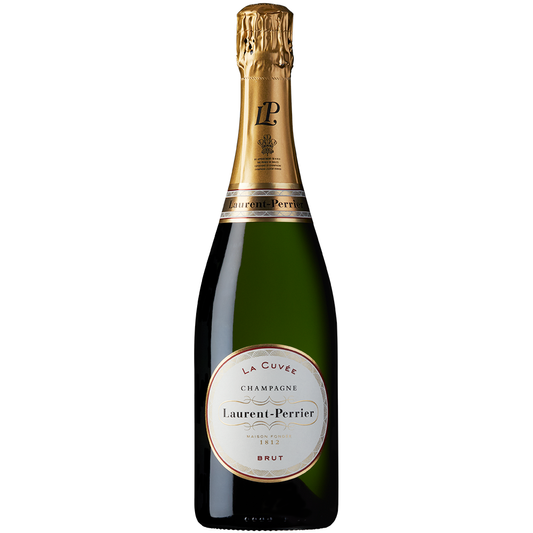 Front view of a bottle of Laurent-Perrier La Cuvée Brut 75cl on a white background.