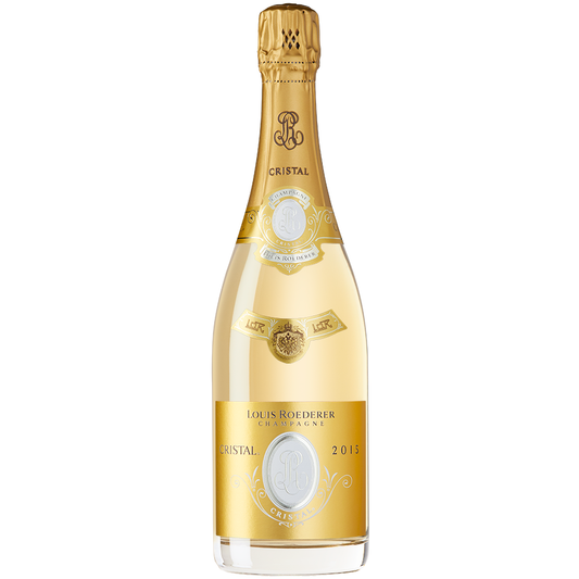 Front view of a bottle of Louis Roederer Cristal 2015 75cl on a white background.