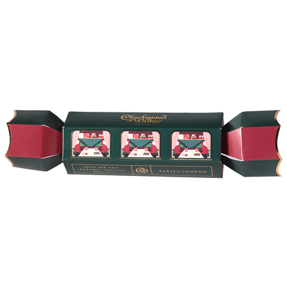 Di-vine English Sparkling and Charbonnel & Walker milk sea salt caramel truffle cracker in a wooden box