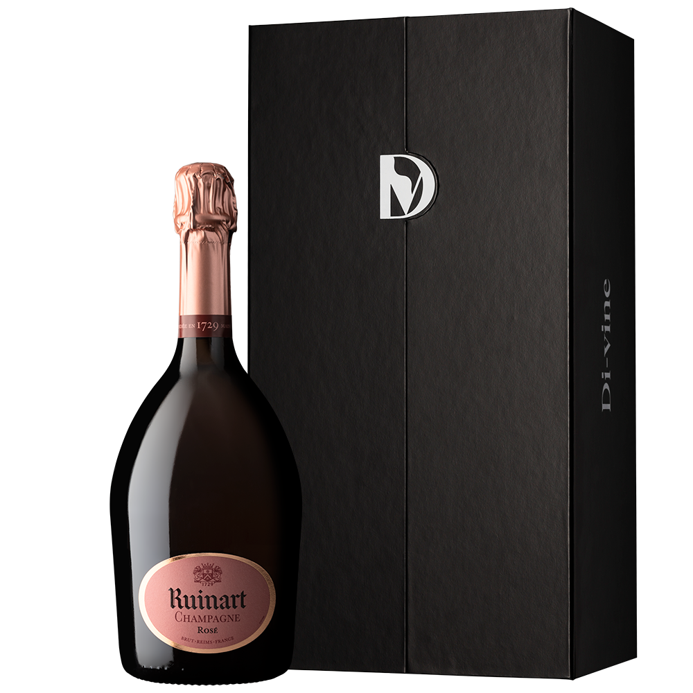 Ruinart Rosé in a single bottle elevator gift box