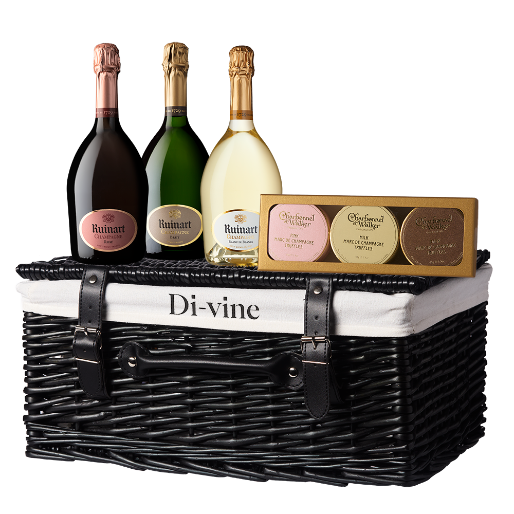 Ruinart half bottle trio with Charbonnel & Walker Champagne truffles